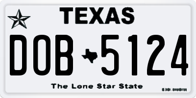 TX license plate DOB5124
