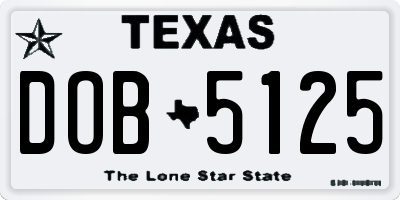 TX license plate DOB5125