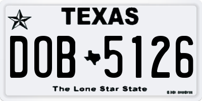 TX license plate DOB5126