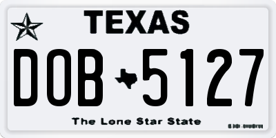 TX license plate DOB5127