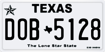 TX license plate DOB5128