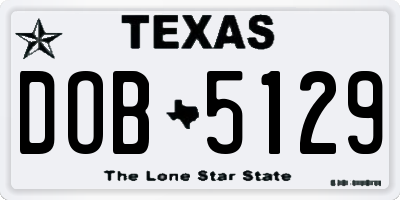 TX license plate DOB5129