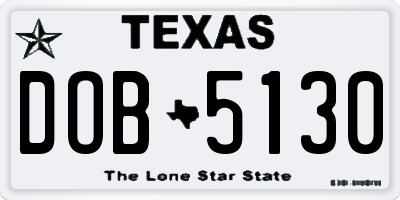 TX license plate DOB5130