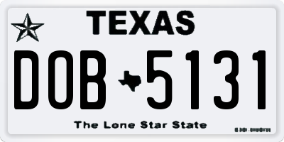 TX license plate DOB5131