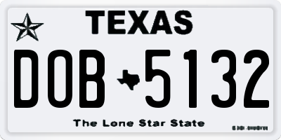 TX license plate DOB5132