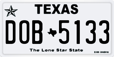 TX license plate DOB5133