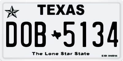 TX license plate DOB5134