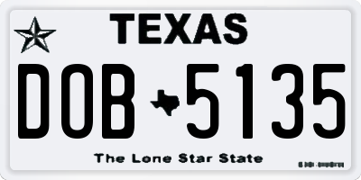 TX license plate DOB5135