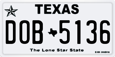 TX license plate DOB5136