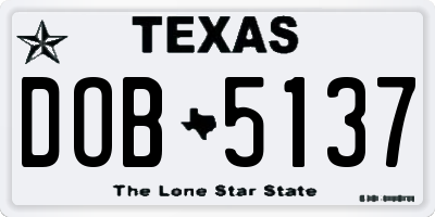 TX license plate DOB5137