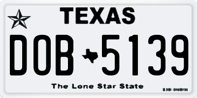 TX license plate DOB5139