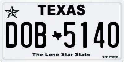 TX license plate DOB5140