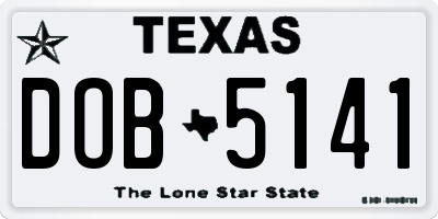 TX license plate DOB5141