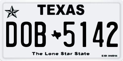 TX license plate DOB5142
