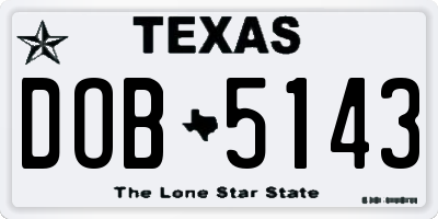 TX license plate DOB5143