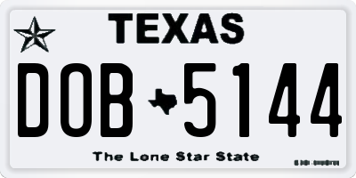 TX license plate DOB5144