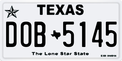 TX license plate DOB5145
