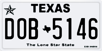 TX license plate DOB5146