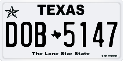 TX license plate DOB5147