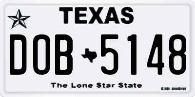 TX license plate DOB5148