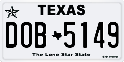 TX license plate DOB5149