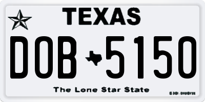 TX license plate DOB5150
