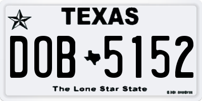 TX license plate DOB5152