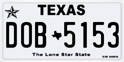 TX license plate DOB5153