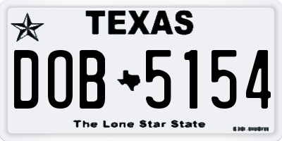 TX license plate DOB5154