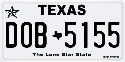 TX license plate DOB5155