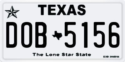 TX license plate DOB5156