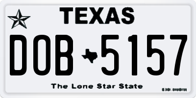 TX license plate DOB5157