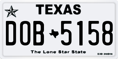 TX license plate DOB5158