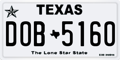 TX license plate DOB5160