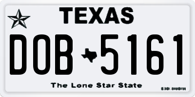 TX license plate DOB5161