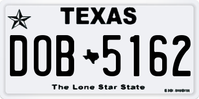 TX license plate DOB5162
