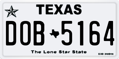TX license plate DOB5164