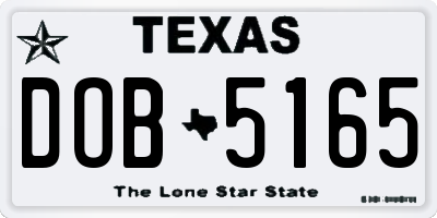 TX license plate DOB5165