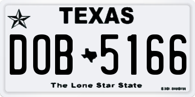 TX license plate DOB5166