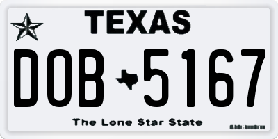 TX license plate DOB5167