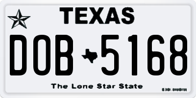 TX license plate DOB5168