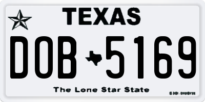 TX license plate DOB5169