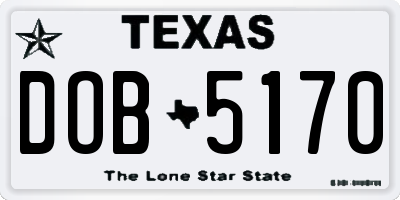 TX license plate DOB5170