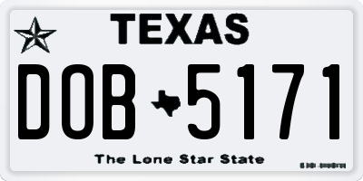 TX license plate DOB5171