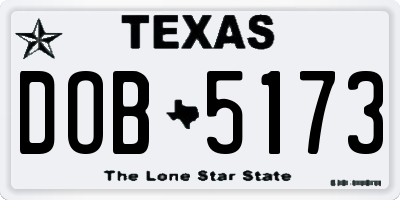 TX license plate DOB5173