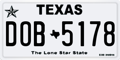 TX license plate DOB5178