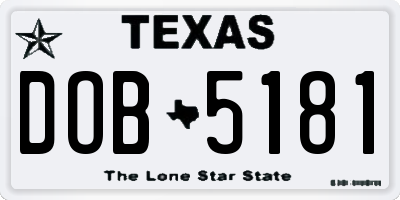 TX license plate DOB5181