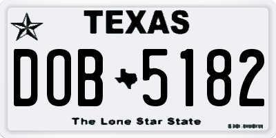 TX license plate DOB5182