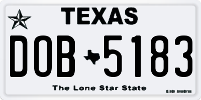 TX license plate DOB5183
