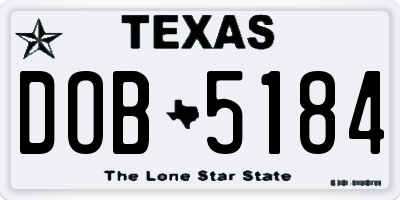 TX license plate DOB5184